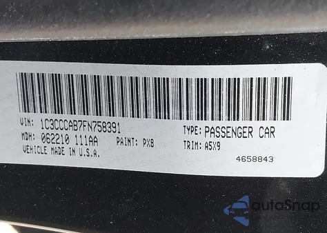 2015 Chrysler 200 Limited из США, поврежденный, VIN 1C3CCCAB7FN758391